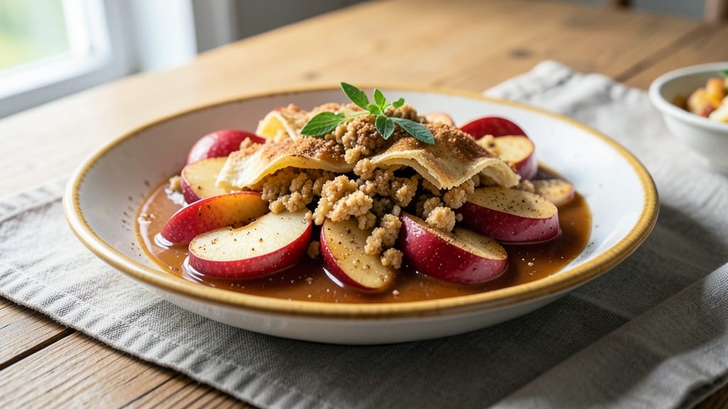 Apple Crumble Sauce Recipe: Spiced Warmth That Melts Over Vanilla Baked Apples