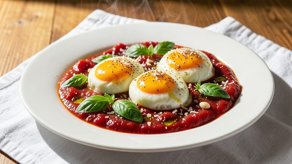Baked Eggs in Tomato Sauce Recipe: Crispy Top, Runny Yolk Magic