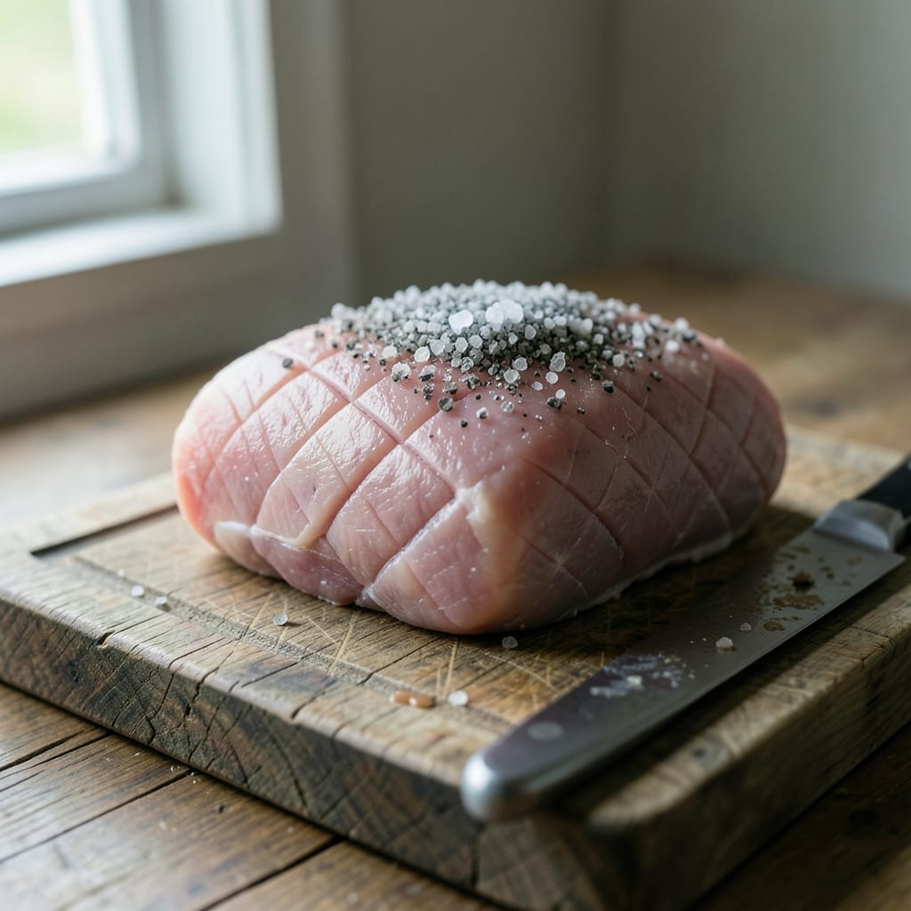 Scoring the fat before it goes in