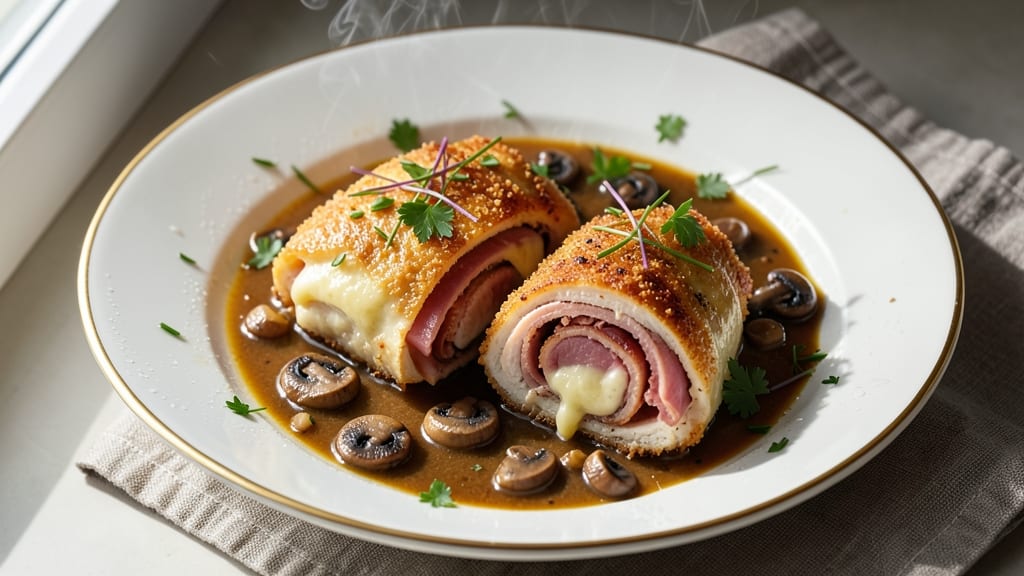 Chicken Cordon Bleu With Mushroom Sauce Recipe: Pan-Seared Elegance With Wild Mushroom Gravy