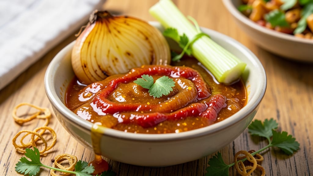 Louisiana Licker Sauce Recipe: Spicy-Sweet Tomato Glaze With Celery Crown Crunch